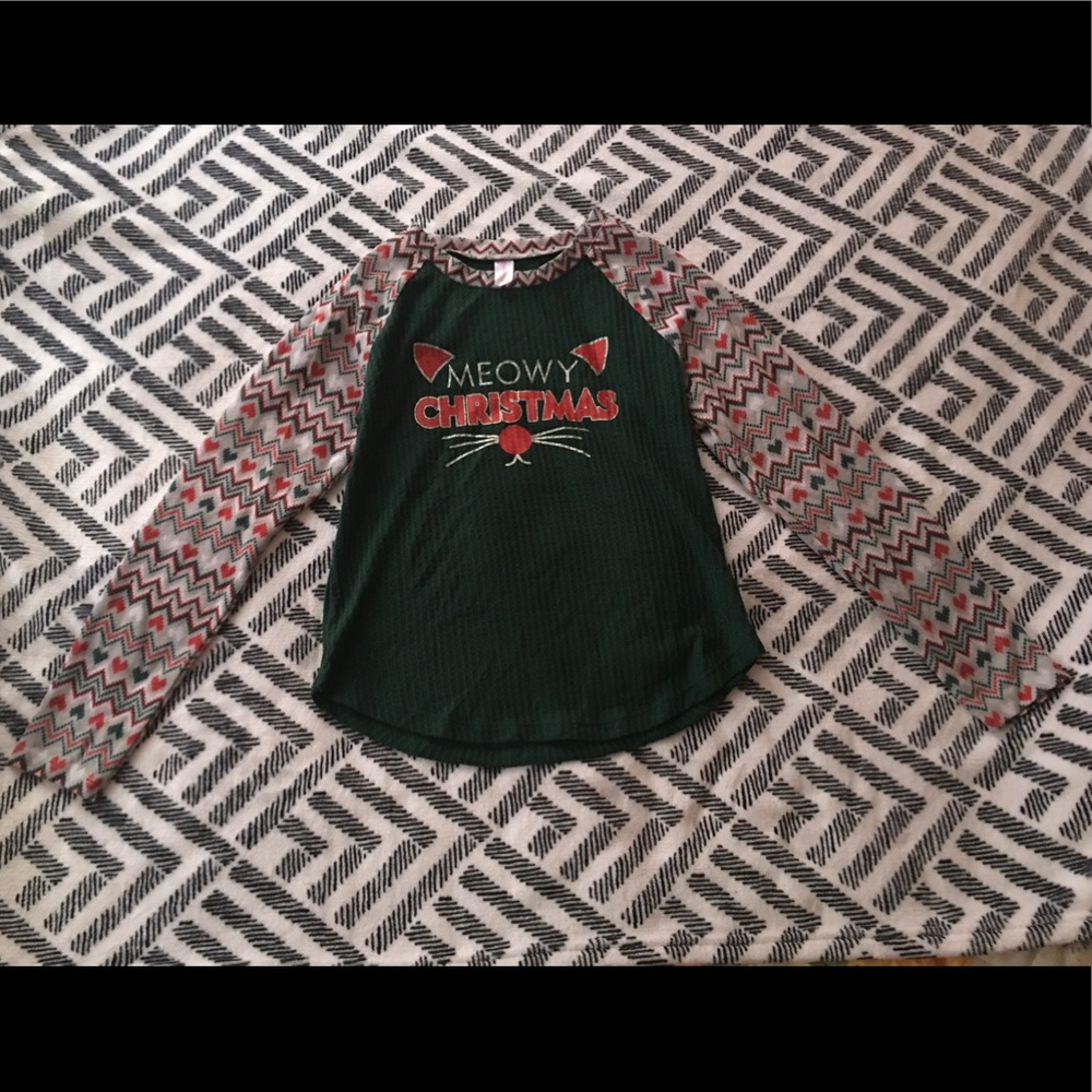 Junior's "Meowy Christmas" Top, Med (7-9)